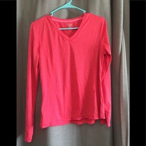 Hot pink v neck shirt